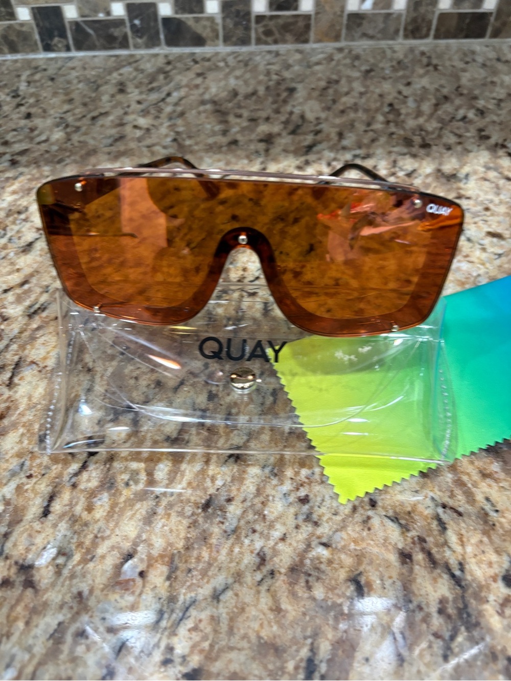 Quay Australia Amber Brown Shield Sunglasses